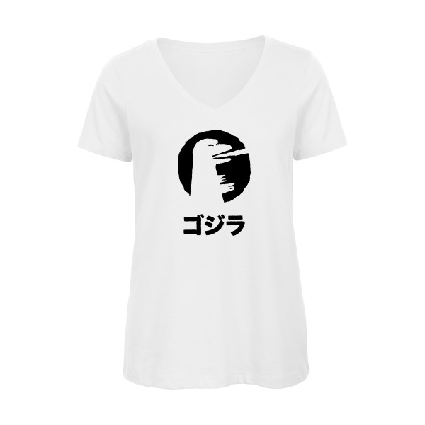 T-shirt femme bio col V Vintage Godzilla -B&C - Inspire V/women 