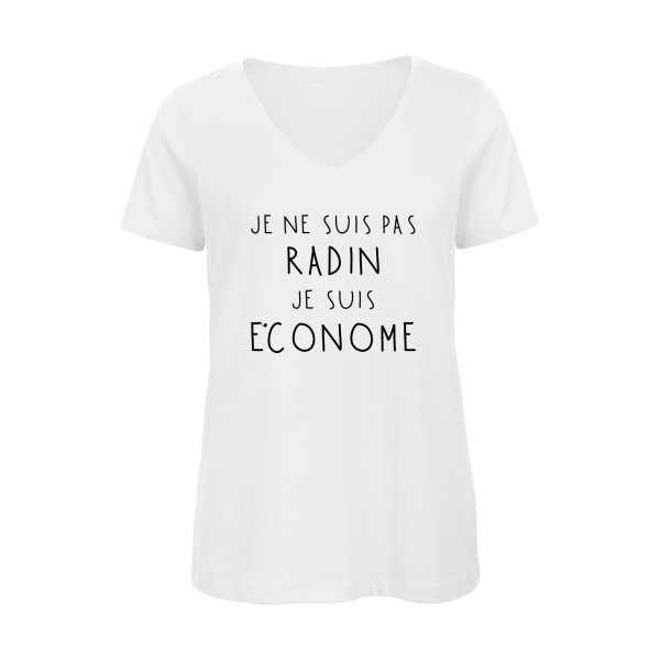 PICSOU - T-shirt femme bio col V geek Femme  -B&C - Inspire V/women  - Thème humour et finance-