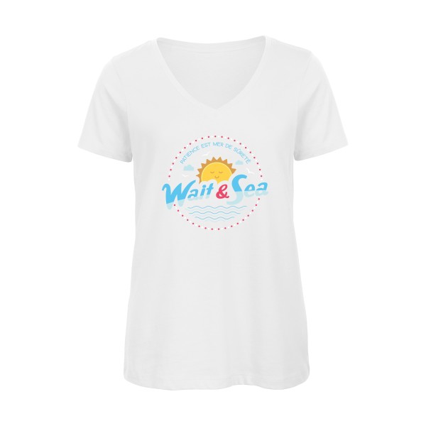  T-shirt femme bio col V original Femme  - Wait & Sea - 