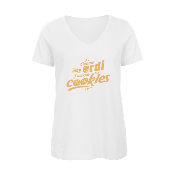 J'accepte les cookies -T-shirt femme bio col V Geek - Femme -B&C - Inspire V/women  -thème cookies  - 