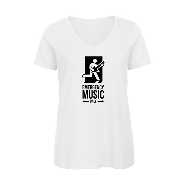 EMERGENCY - T-shirt femme bio col V  rock Femme - modèle B&C - Inspire V/women  -thèmehumour et musique -