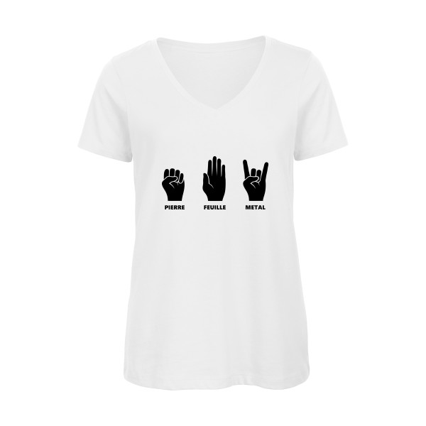 Pierre Feuille Metal - modèle B&C - Inspire V/women  - T shirt Femme humour - thème tee shirt et sweat parodie -