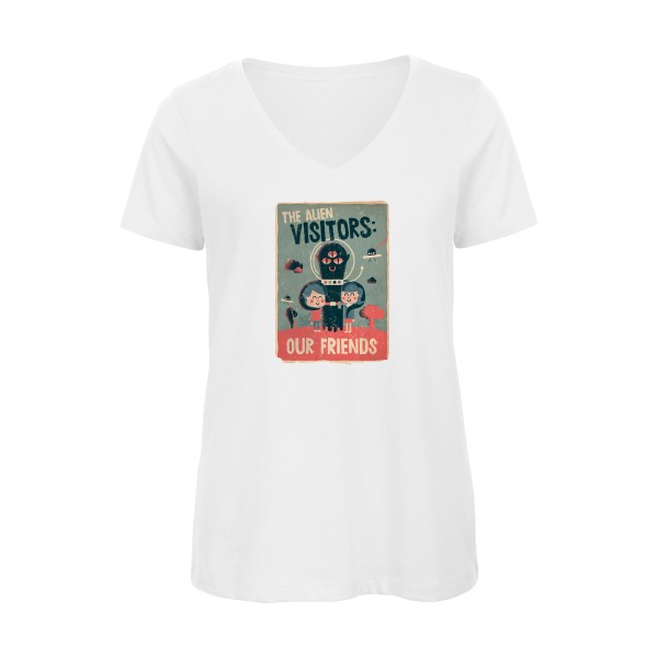 our friends- T-shirt femme bio col V vintage Femme -B&C - Inspire V/women 