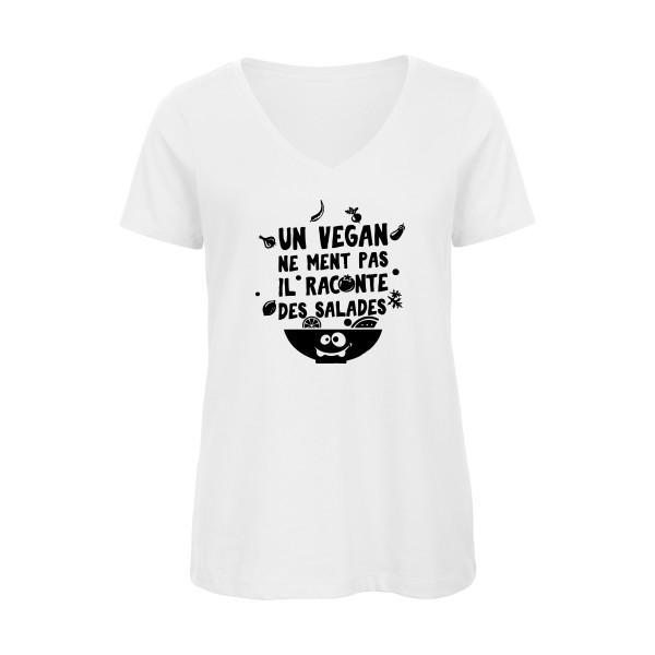 T-shirt femme bio col V original Femme  - Un vegan ne ment pas - 