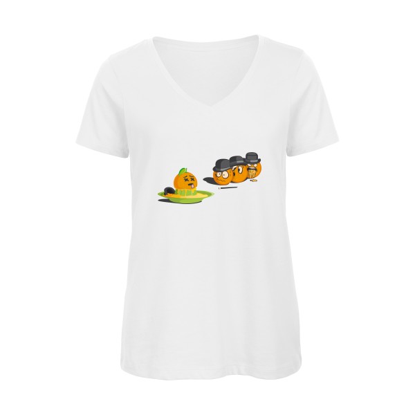Orange mécanique - T-shirt femme bio col V original Femme  -B&C - Inspire V/women  - Thème humour cinema -
