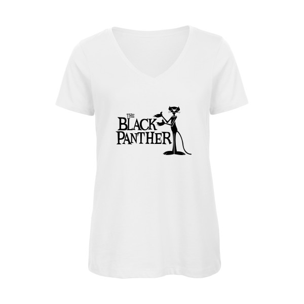 The black panther -T-shirt femme bio col V cool Femme -B&C - Inspire V/women  -thème  cinema - 
