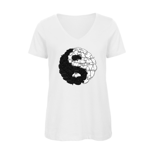 Mouton Yin Yang - Tee shirt humoristique Femme - modèle B&C - Inspire V/women  - thème zen -