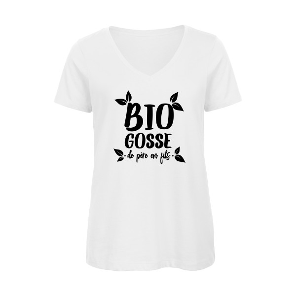 BIO GOSSE  - T-shirt femme bio col V rigolo  - thème tee shirt et sweat écolo -