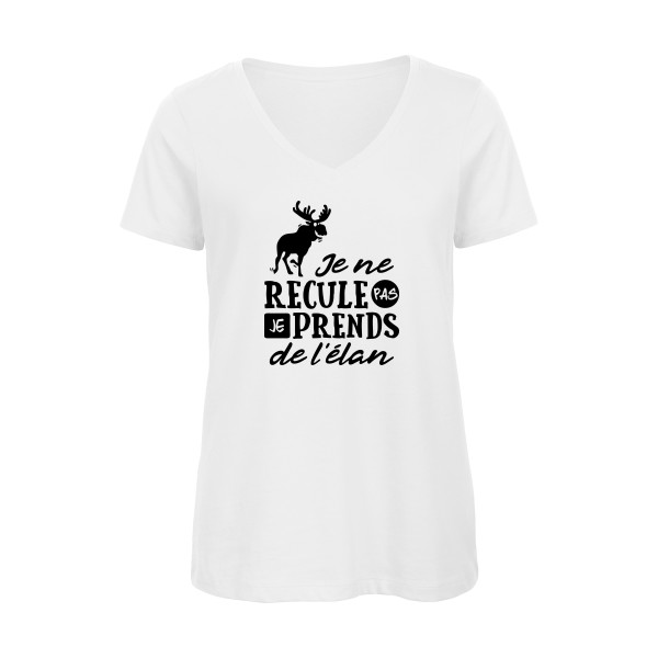 Prendre de l'élan - T-shirt femme bio col V burlesque pour Femme -modèle B&C - Inspire V/women  - thème humour et jeux de mots -