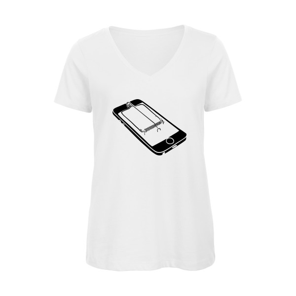 Piège - T-shirt femme bio col V amusant pour Femme -modèle B&C - Inspire V/women  - thème Geek et gamer -