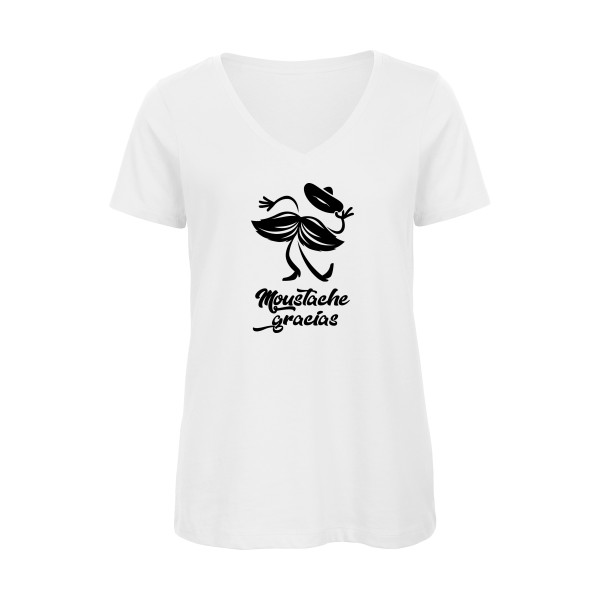 Presqu'spagnol - T-shirt femme bio col V délire pour Femme -modèle B&C - Inspire V/women  - thème absurde et humour -