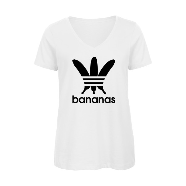 bananas -T-shirt femme bio col V humour Femme -B&C - Inspire V/women  -thème parodie -