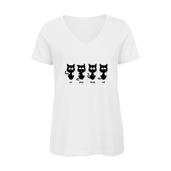 T shirt humour chat - un deux trois cat - B&C - Inspire V/women  -