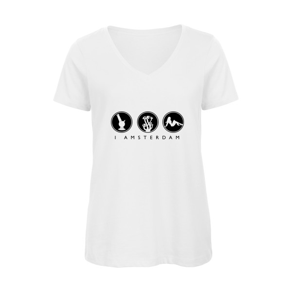  T-shirt femme bio col V original Femme  - IAMSTERDAM - 