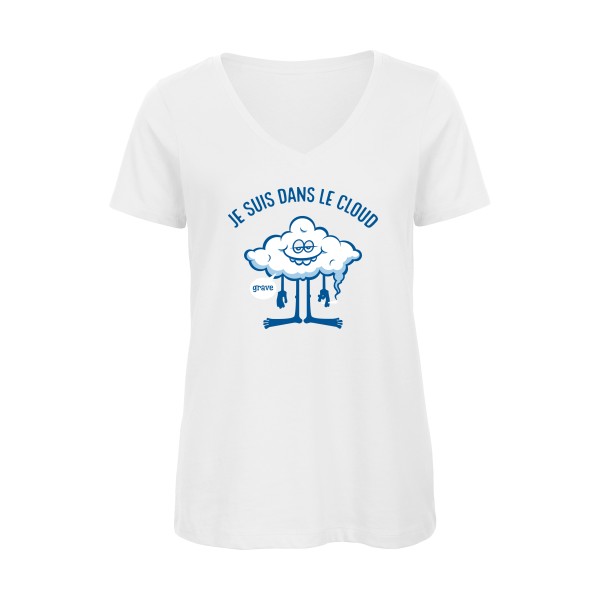 Cloud - T-shirt femme bio col V geek cool pour Femme -modèle B&C - Inspire V/women  - thème Geek et gamers-