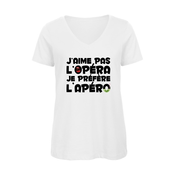 opérapéro - T-shirt femme bio col V apéro Femme - modèle B&C - Inspire V/women  -thème humour alcool -