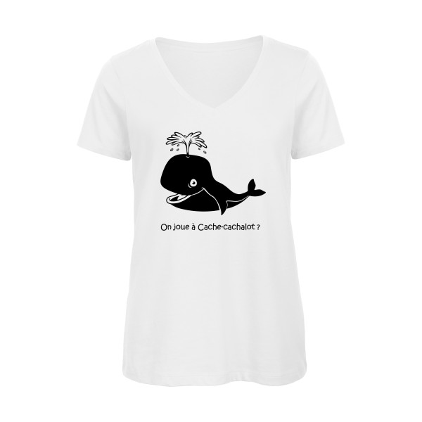 T-shirt femme bio col V Femme original - Cache-cachalot - 