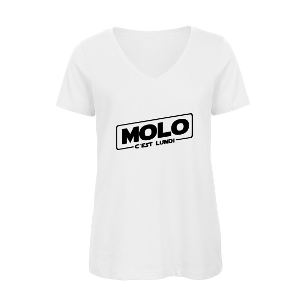 Molo c'est lundi -T-shirt femme bio col V Femme original -B&C - Inspire V/women  -Thème original-