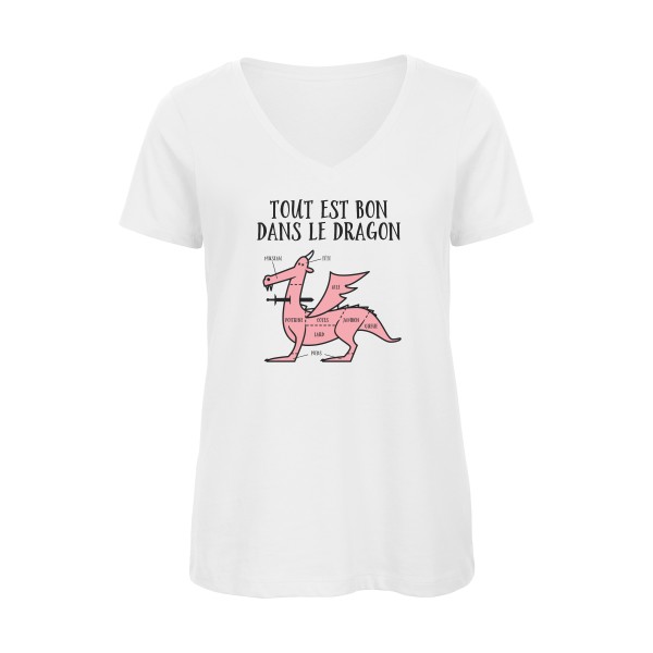 Tout est bon -T-shirt femme bio col V fun Femme -B&C - Inspire V/women  -thème  humour potache - 