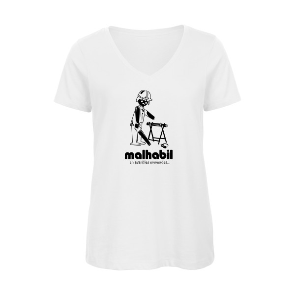 T-shirt femme bio col V Femme humour - Malhabil... - 
