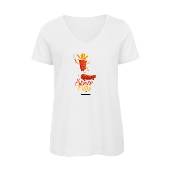 SKATE -T-shirt femme bio col V geek  -B&C - Inspire V/women  -thème  humour  - 