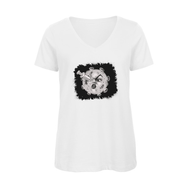 kill the virus-T-shirt femme bio col V fantastique- B&C - Inspire V/women - Thème covid 19 - 