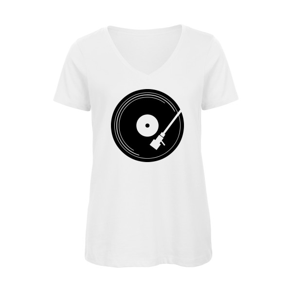 Last Dj - T-shirt femme bio col V Dj Femme - modèle B&C - Inspire V/women  -thème musique et geek