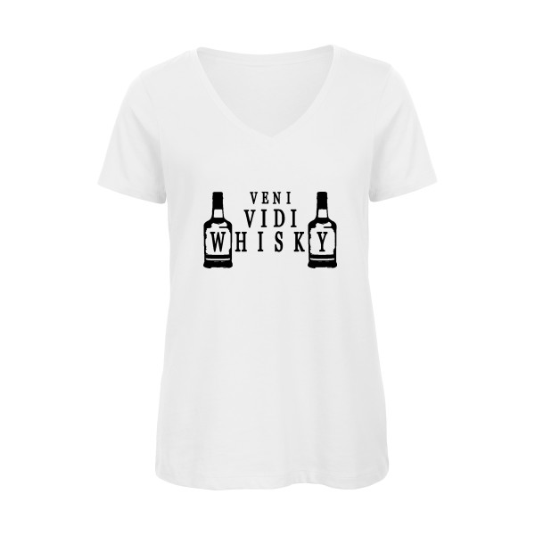 VENI VIDI WHISKY - T-shirt femme bio col V humour original pour Femme -modèle B&C - Inspire V/women  - thème alcool et humour potache - -
