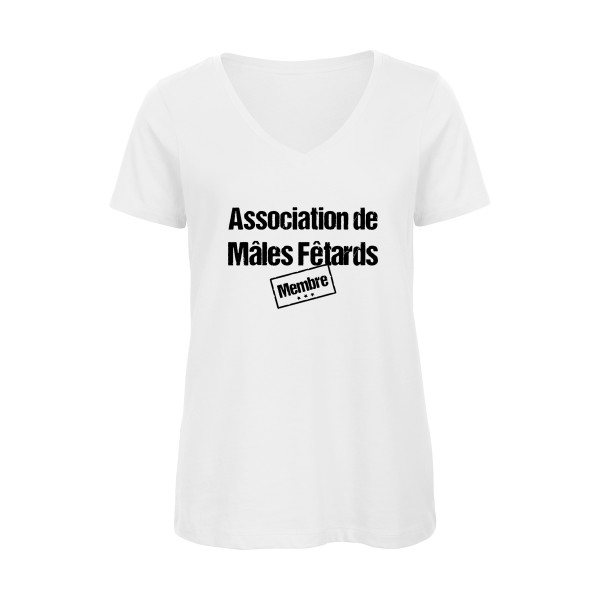 T-shirt femme bio col V Femme original - Association de Mâles Fêtards -