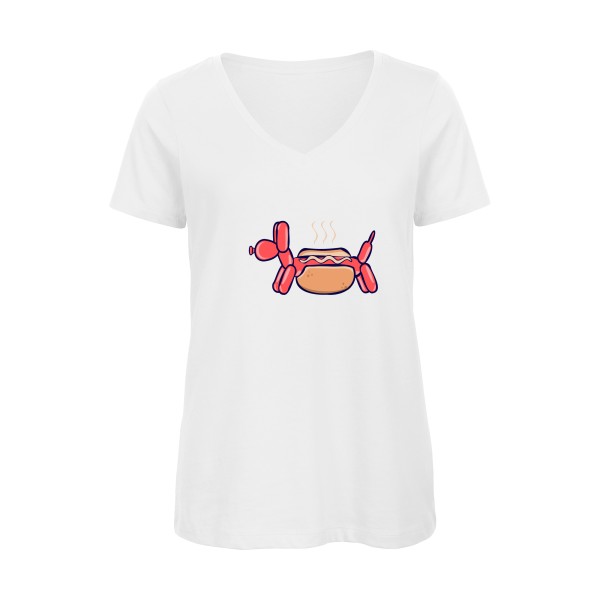 HotDog-T-shirt femme bio col V humoristique - B&C - Inspire V/women - Thème humour noir -