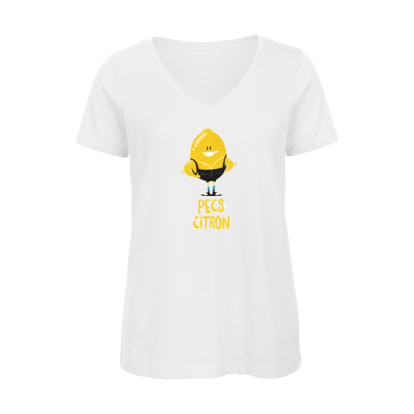 Pecs Citron - T-shirt femme bio col V -T shirt parodie -