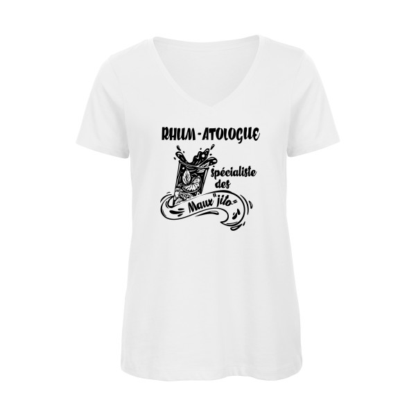 Rhum-atologue - B&C - Inspire V/women  Femme - T-shirt femme bio col V musique - thème humour et alcool -