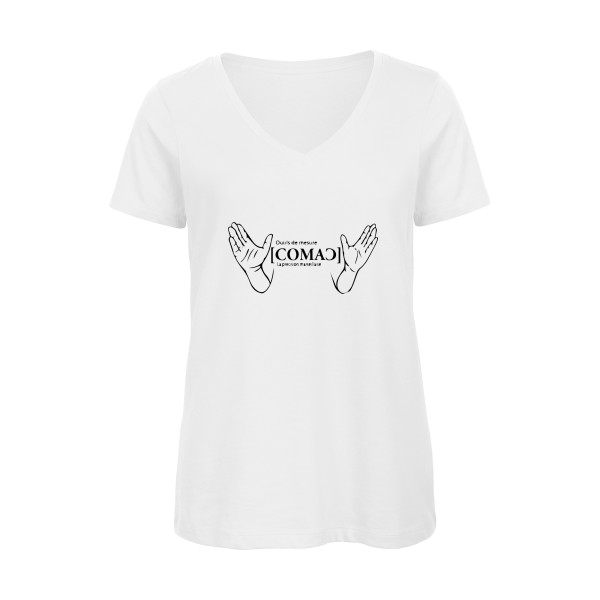 comac - T-shirt femme bio col V marseille Femme - modèle B&C - Inspire V/women  -thème humour regional -