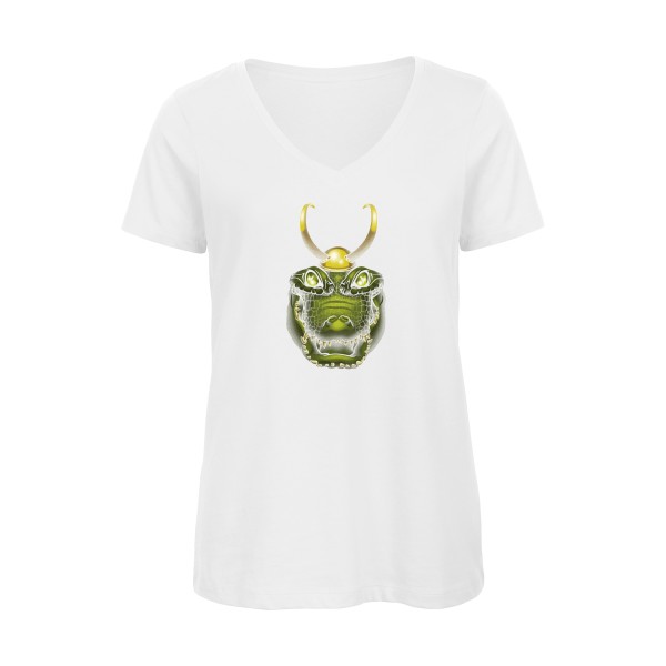 Alligator smile - T-shirt femme bio col V animaux -B&C - Inspire V/women 