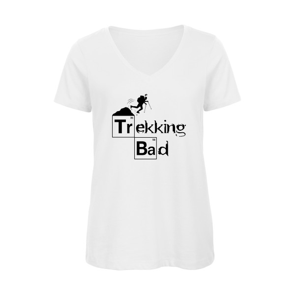 Trekking bad - T-shirt femme bio col V  - Vêtement original -