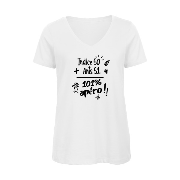 T-shirt femme bio col V - B&C - Inspire V/women  - 101 pourcent apéro !!