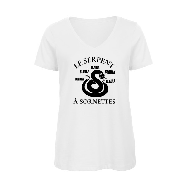 Serpent à Sornettes - T-shirt femme bio col V rigolo Femme -B&C - Inspire V/women  -thème original et humour
