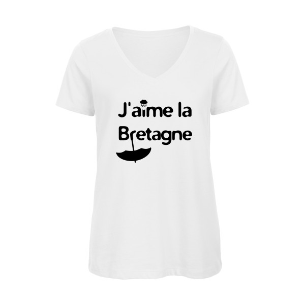 T-shirt femme bio col V - B&C - Inspire V/women  - J'aime la Bretagne