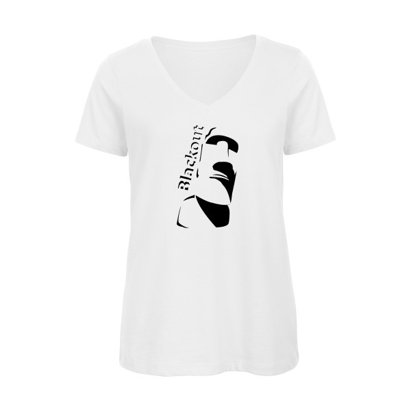 T-shirt femme bio col V Femme original - Moai -