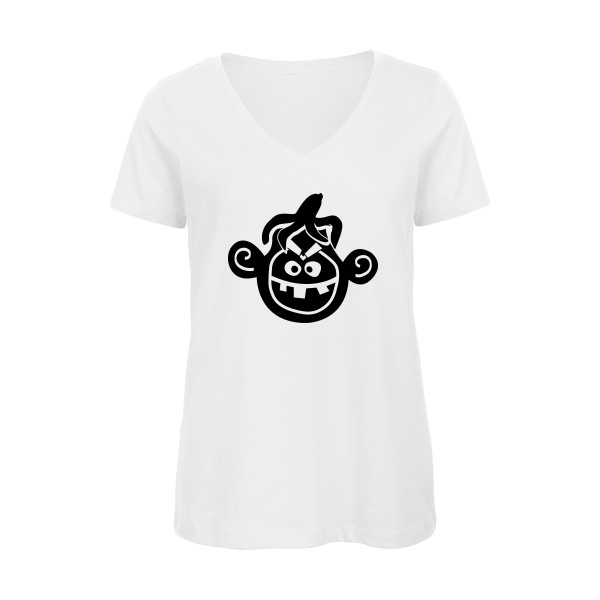 T-shirt femme bio col V Femme original - Monkey - rueduteeshirt.com