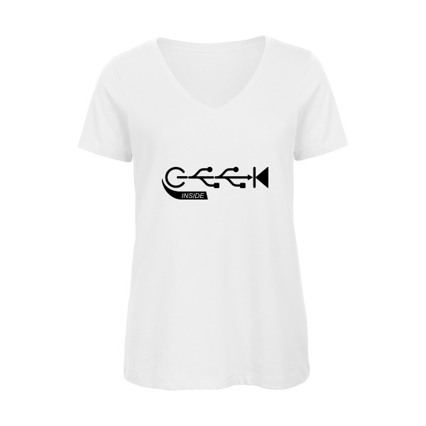 T-shirt femme bio col V Femme geek - Geek inside - 