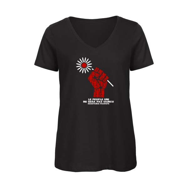 Resistance Pacifiste - T-shirt femme bio col V original Femme  -B&C - Inspire V/women  - Thème peace and love -