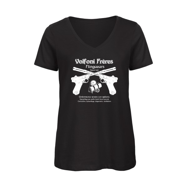 Volfoni Frère -T-shirt femme bio col V  Femme  vintage -B&C - Inspire V/women  -thème  rétro et vintage - 