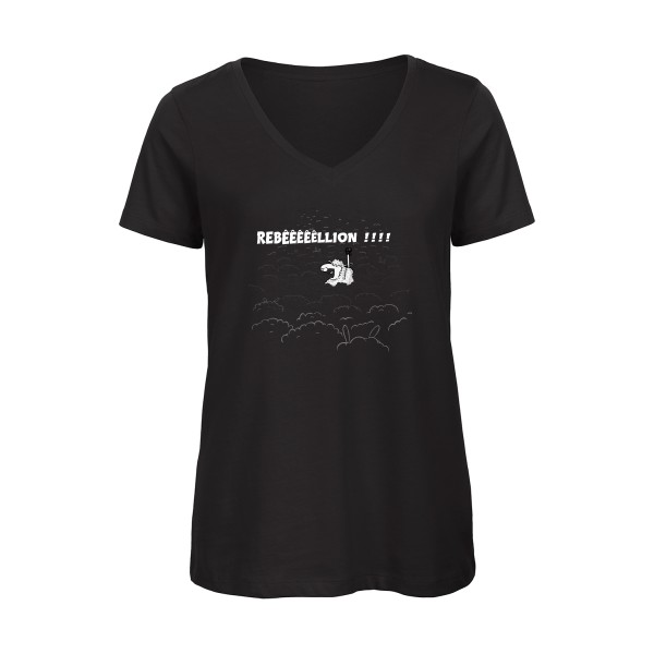 Rebeeeellion - T-shirt femme bio col V Femme - Thème animaux et dessin -B&C - Inspire V/women -