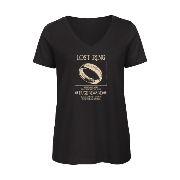 Lost Ring - T-shirt femme bio col V  parodie - modèle B&C - Inspire V/women  -thème parodie et cinema -