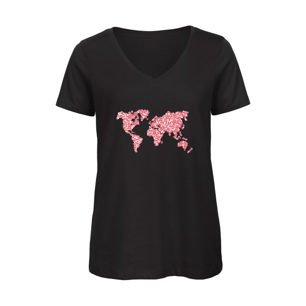_FRAGILE_ - T-shirt femme bio col V tendresse Femme  -B&C - Inspire V/women  - Thème original -
