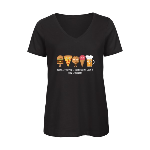 5 fruits et légumes - Tee shirt humoristique Femme - modèle B&C - Inspire V/women  - thème humour et pub -