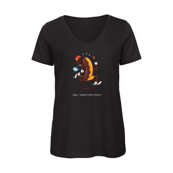Rapide 3 -T-shirt femme bio col V dessin - Femme -B&C - Inspire V/women  -thème  humour et absurde - 