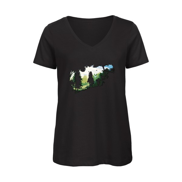 Adventure link - T-shirt femme bio col V original  Femme - thème graphique -B&C - Inspire V/women 