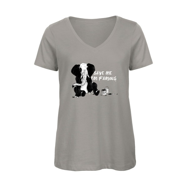 pandaléphant- T-shirt femme bio col V imprimé original -B&C - Inspire V/women 